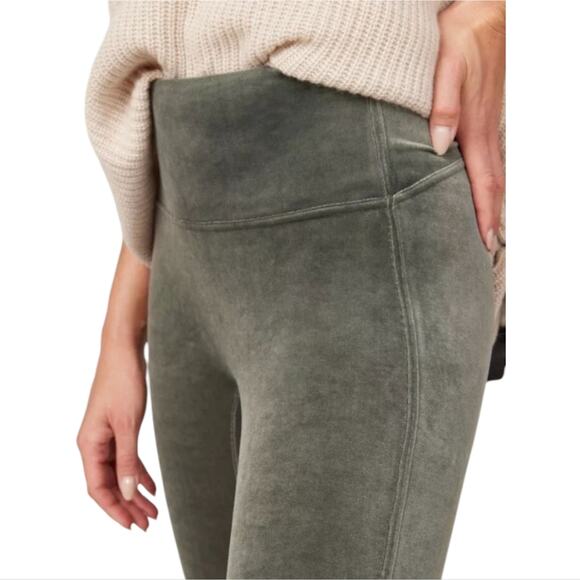 Spanx Velour Velvet Skinny Ankle High Rise‎ Pants Dark Palm Women Size MED New - Picture 4 of 9